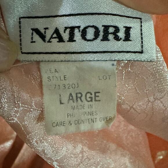Vintage NATORI Floral Short Robe Lace Satin SIZE LARGE Pink 80s 90s - Picture 7 of 7